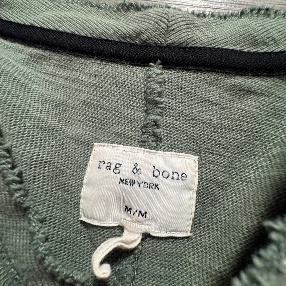 Rag & Bone Henley Shirt Mens M Green Cotton Classic Slub Long Sleeve Lounge